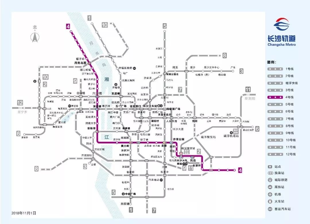 長沙軌道交通4號線線路圖