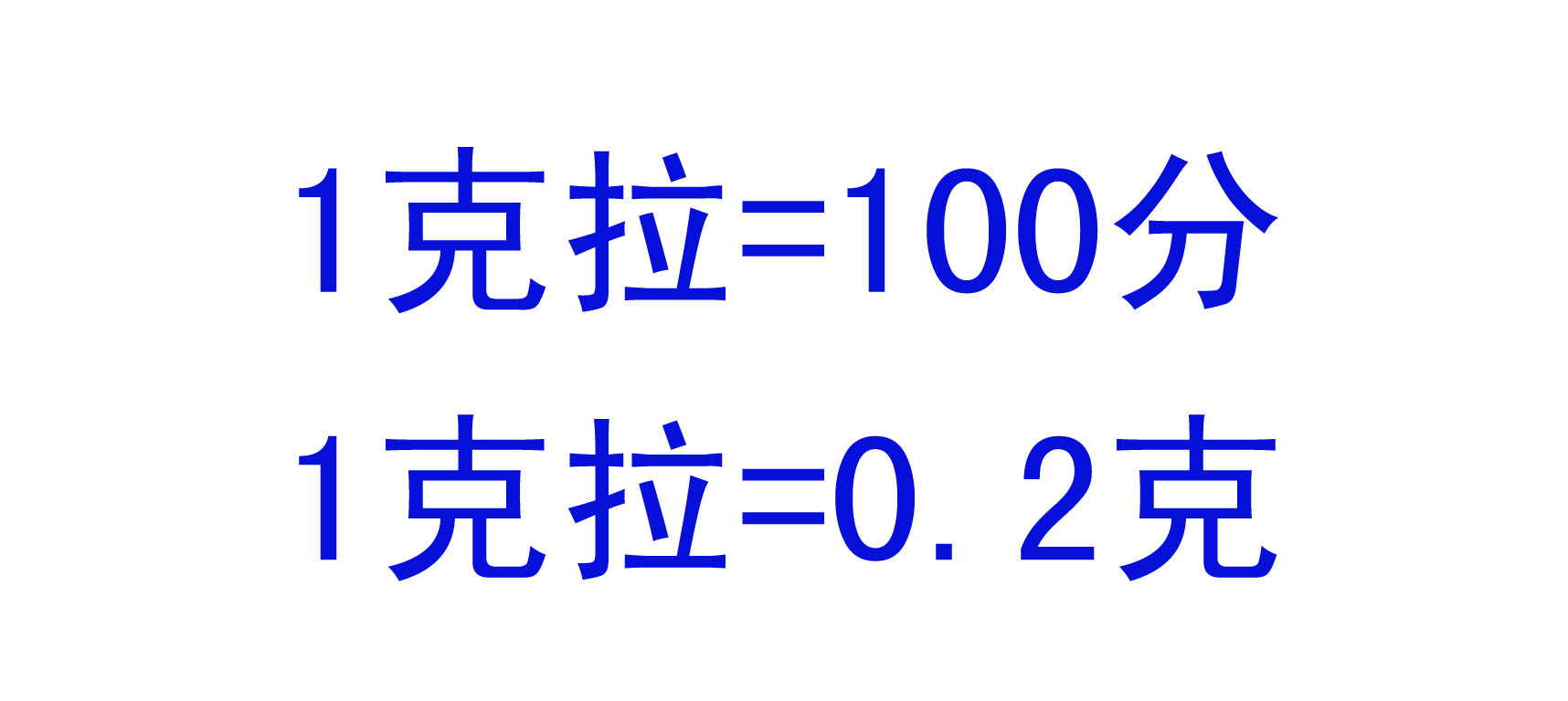 1克拉=0.2克